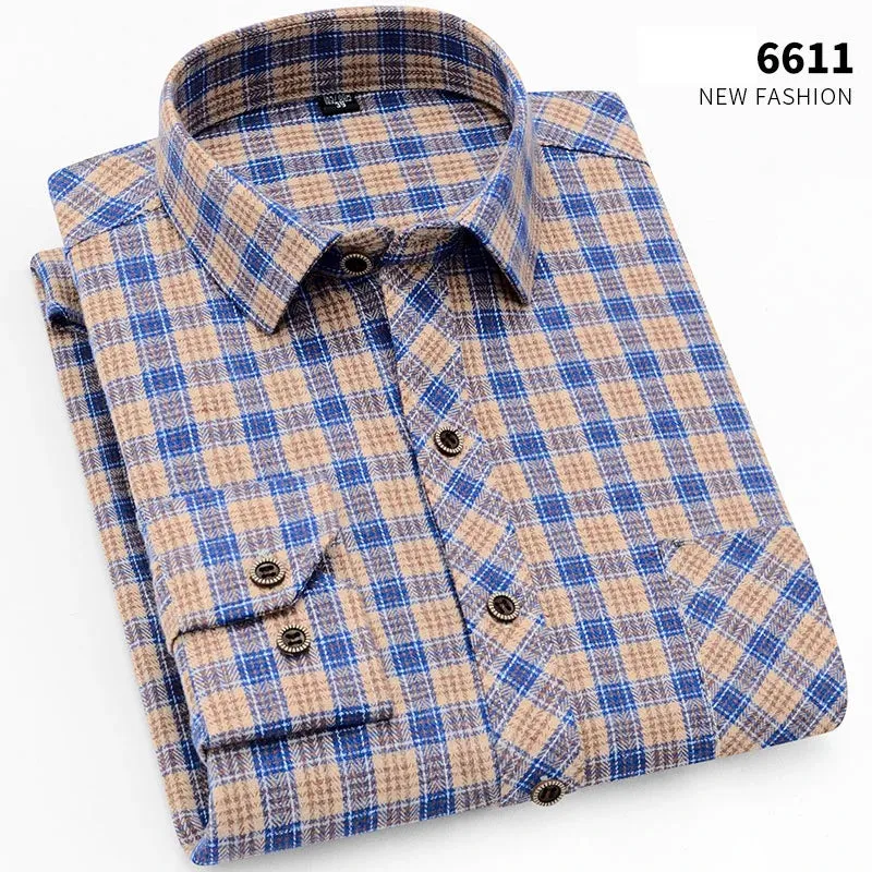 New Fall Casual Men's Flannel Plaid Button Up Shirt (Cotton/Poly)