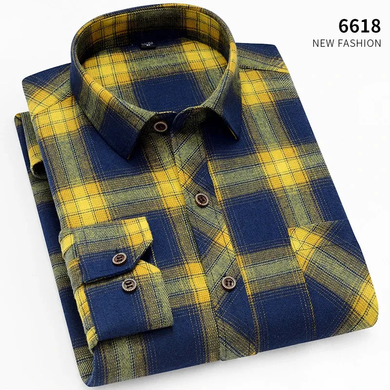 New Fall Casual Men's Flannel Plaid Button Up Shirt (Cotton/Poly)