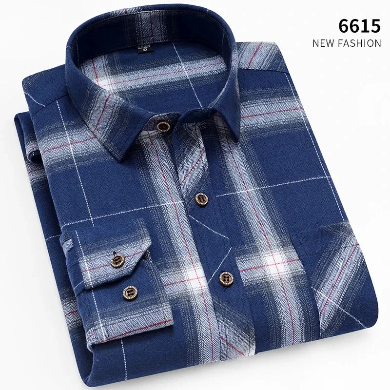 New Fall Casual Men's Flannel Plaid Button Up Shirt (Cotton/Poly)