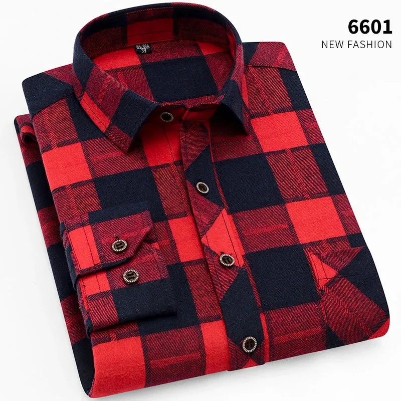 New Fall Casual Men's Flannel Plaid Button Up Shirt (Cotton/Poly)