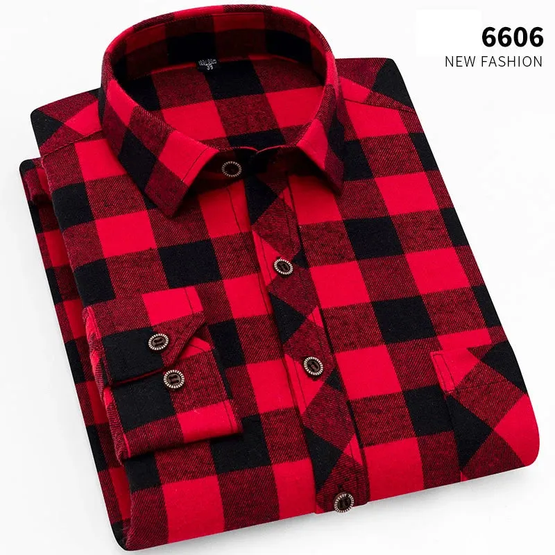 New Fall Casual Men's Flannel Plaid Button Up Shirt (Cotton/Poly)