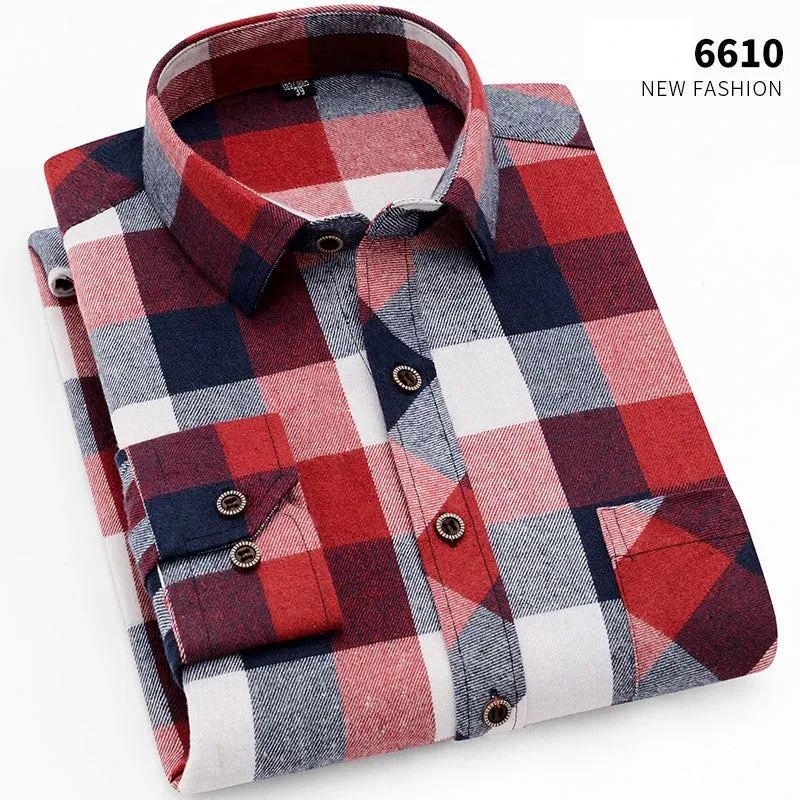 New Fall Casual Men's Flannel Plaid Button Up Shirt (Cotton/Poly)