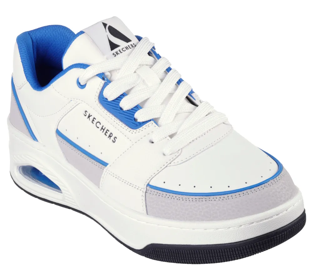 Pantofi sport, barbati, SKECHERS UNO COURT-LOW-POST 183140-WBL alb, piele naturala