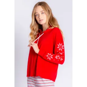 PJ Salvage Women's Frosted Fairisle Snowflakes Hoodie - RED