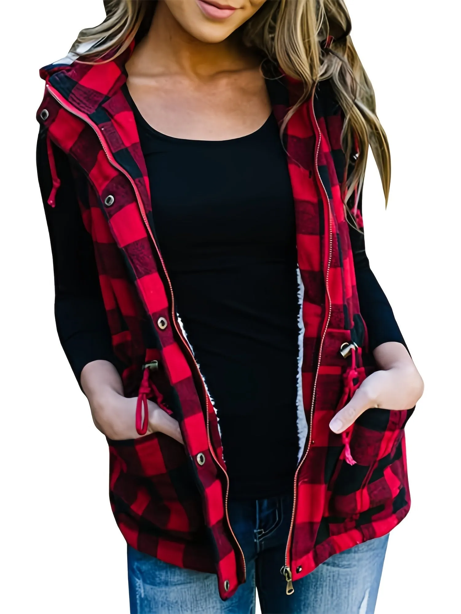 Plaid Thermal Lined Hooded Long Sleeve Outerwear Jakcet