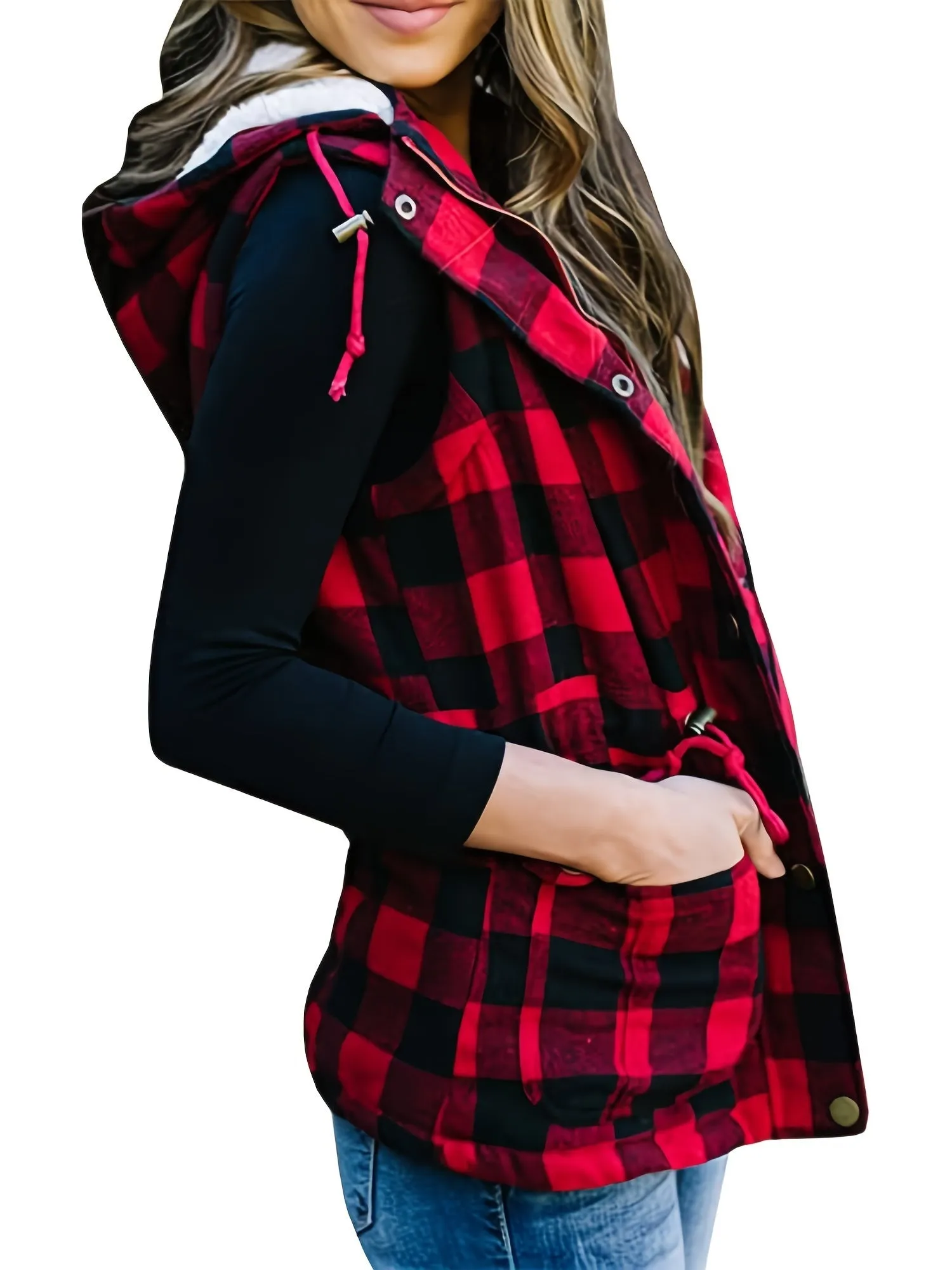 Plaid Thermal Lined Hooded Long Sleeve Outerwear Jakcet