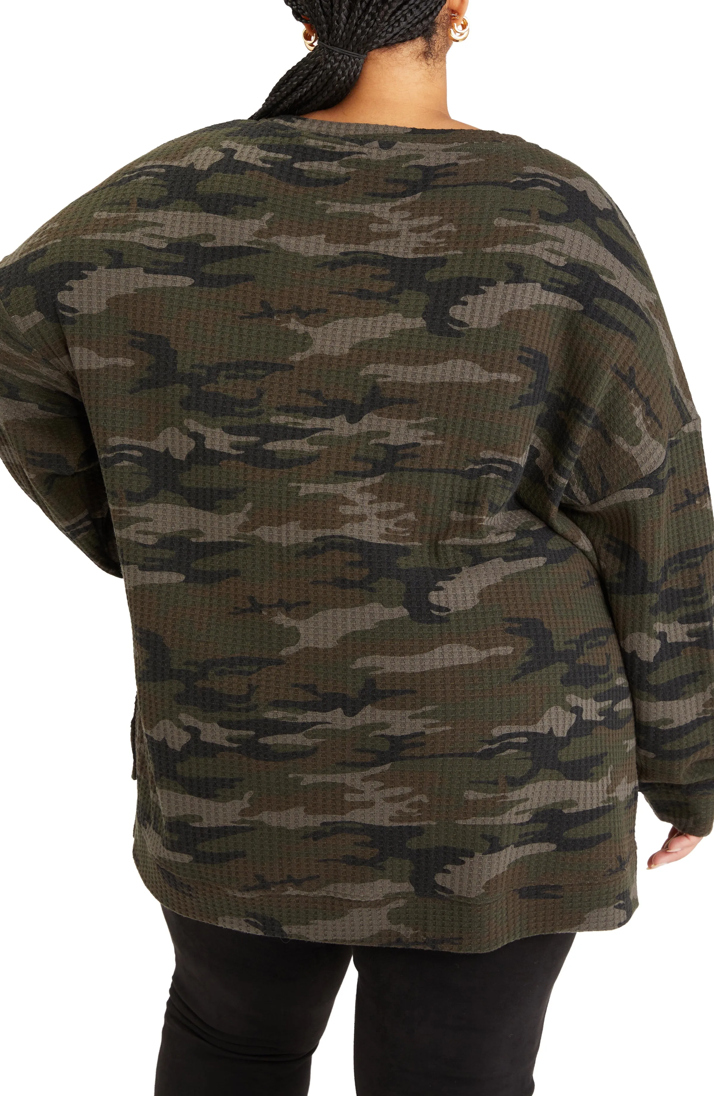 Sanctuary Women's Slow Time Waffle Tunic - FOREST CAMO