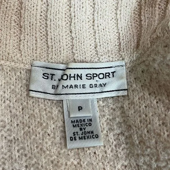 St. johnIvory With Gold Logo Zip Cardigan