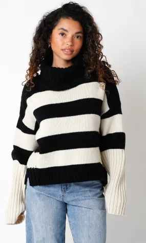 Stripe Turtleneck Sweater