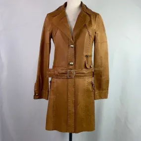 Tan LeatherStitched Trim Jacket