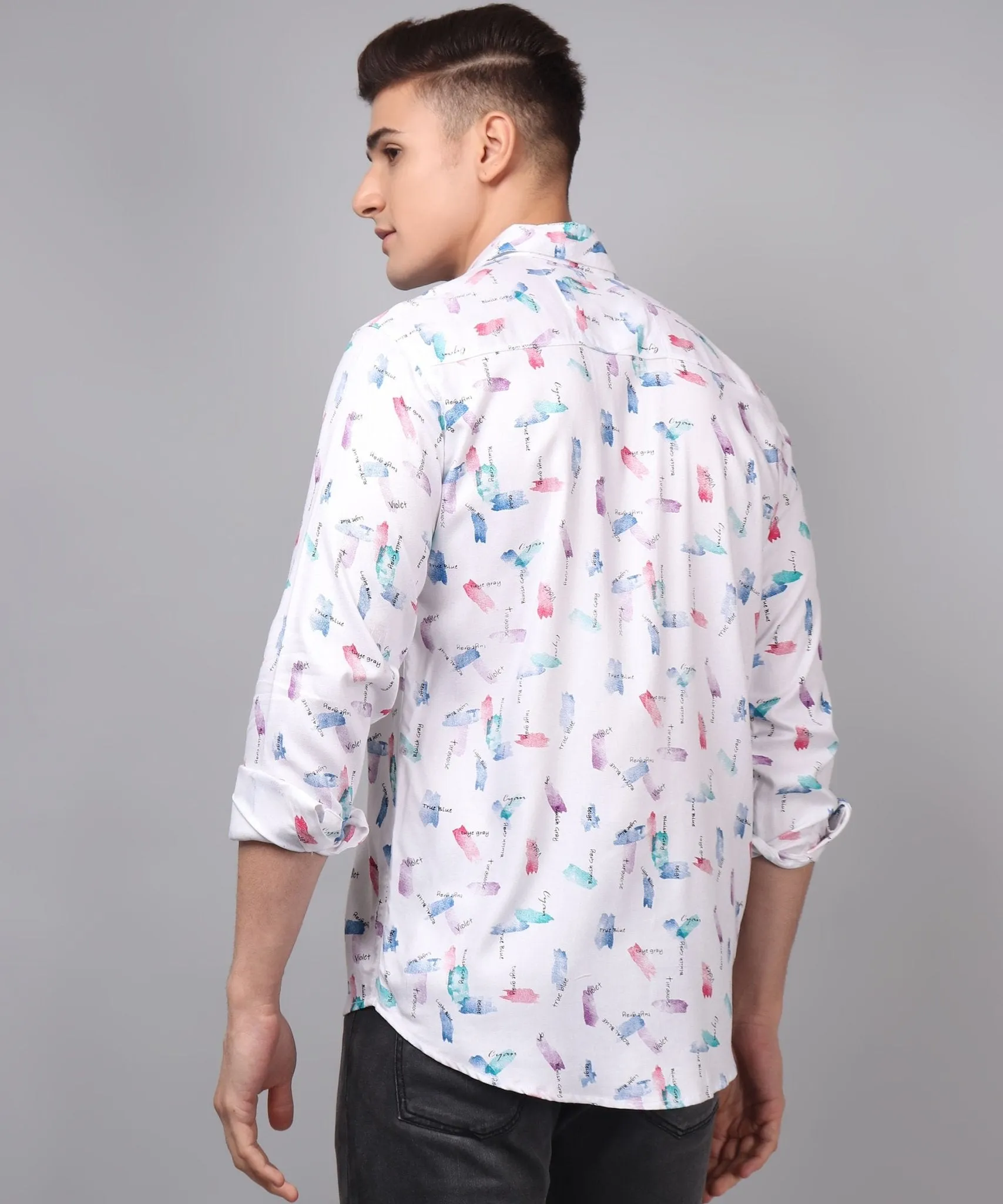 Trybuy Premium Glamorous Printed Multi Colored Cotton Button-Up Shirt For Men