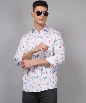 Trybuy Premium Glamorous Printed Multi Colored Cotton Button-Up Shirt For Men