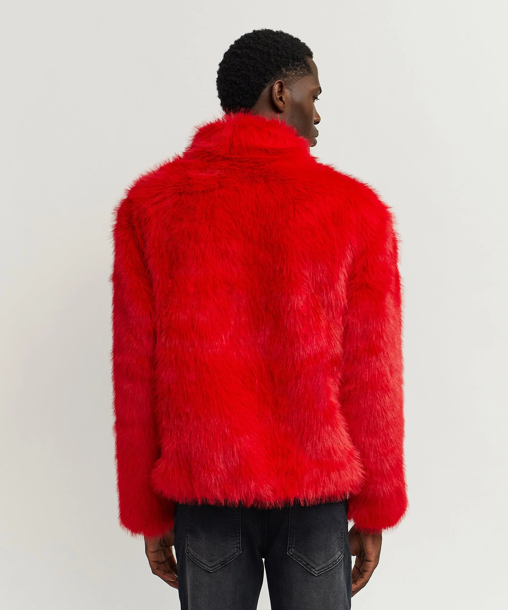 Uptown Faux Fur Jacket - Red