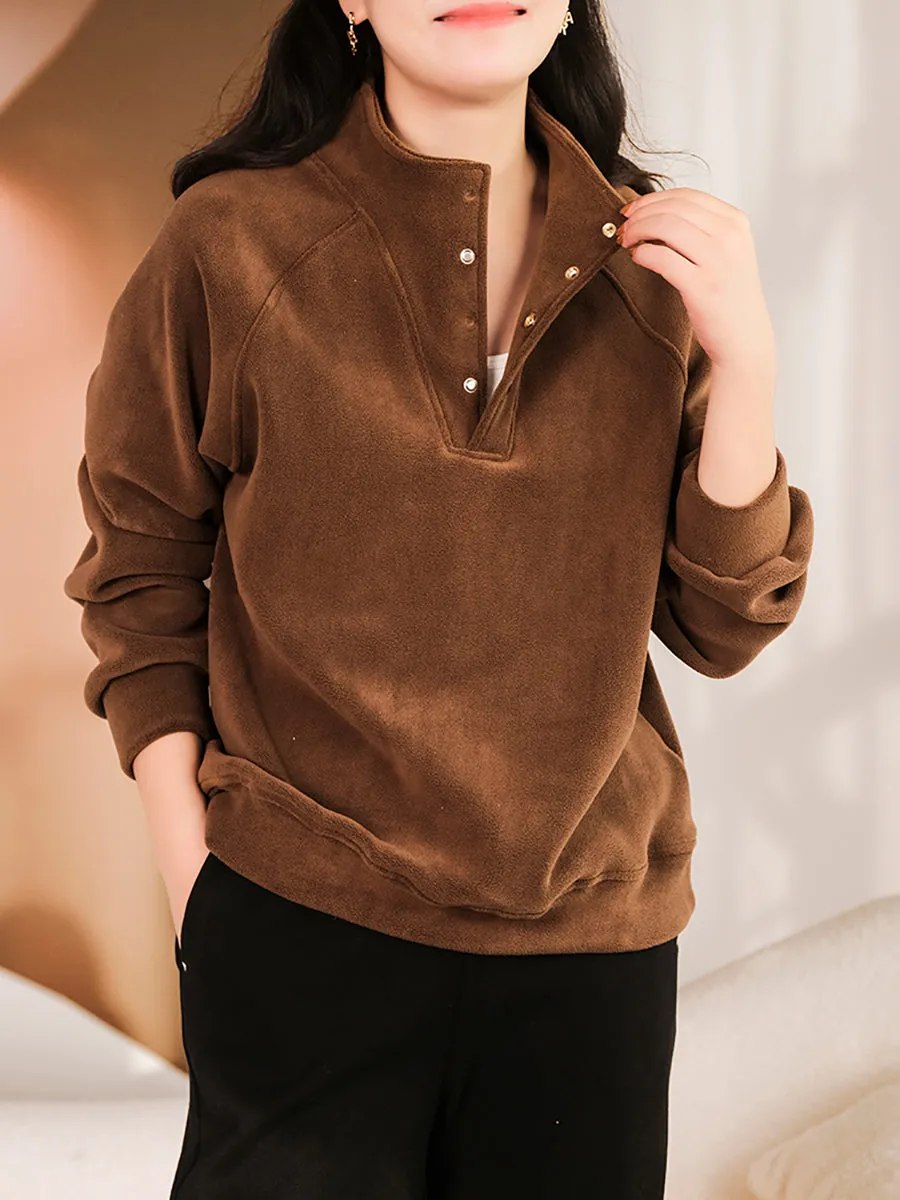 Women Winter Solid Warm Thicken Sweatshirt