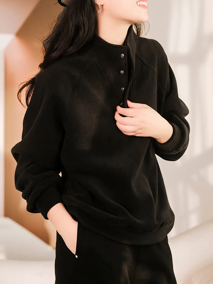 Women Winter Solid Warm Thicken Sweatshirt