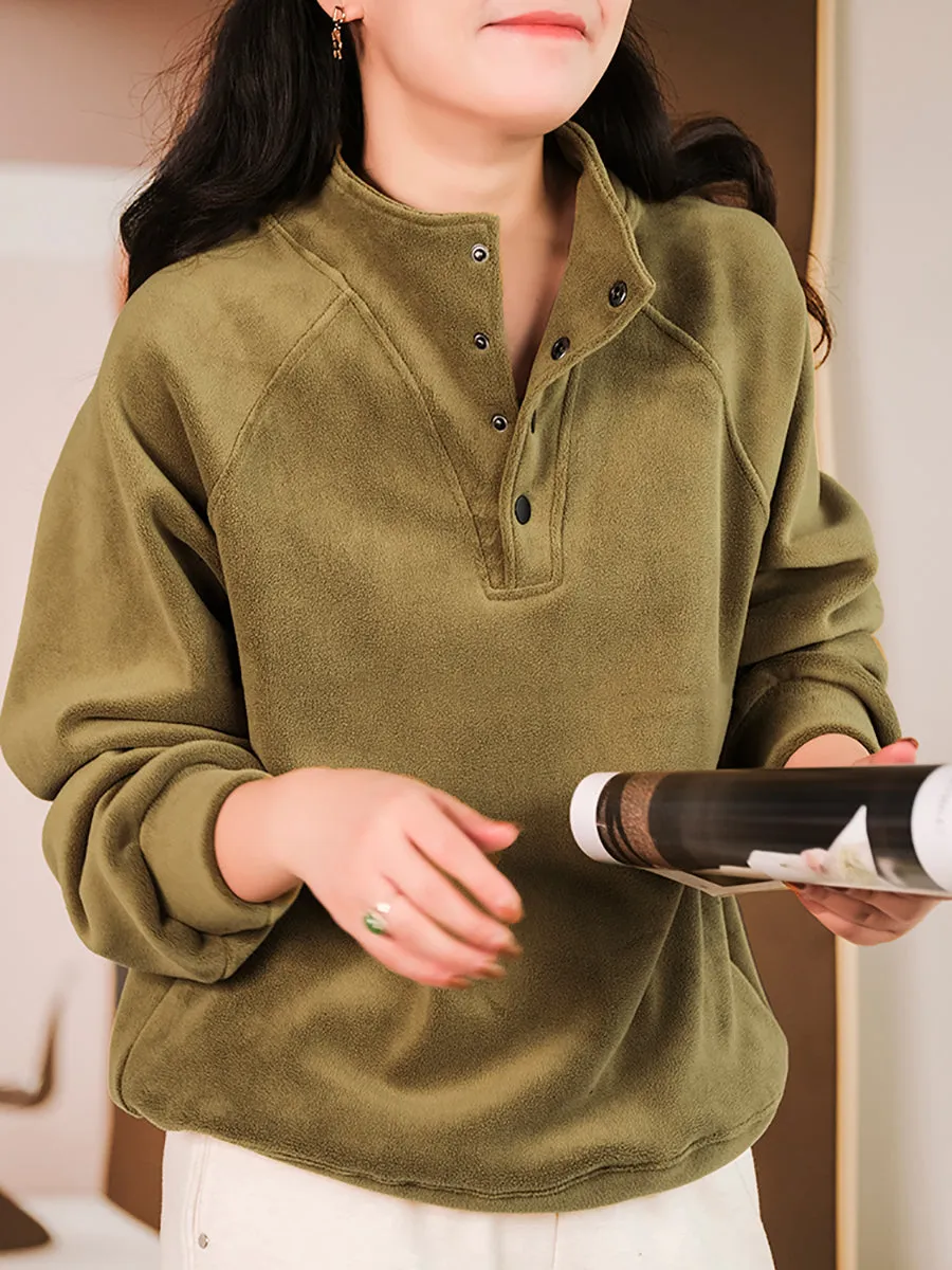 Women Winter Solid Warm Thicken Sweatshirt