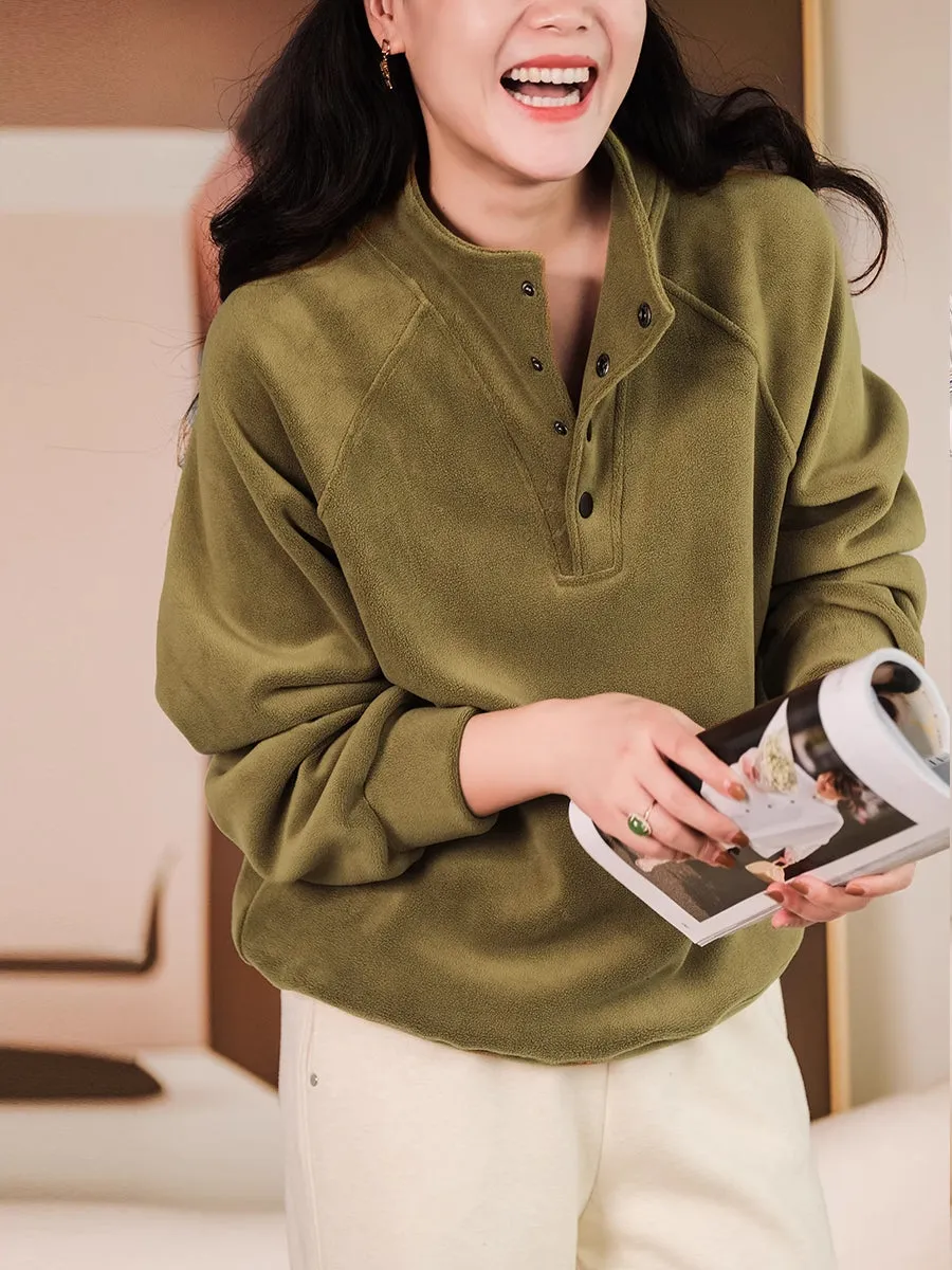 Women Winter Solid Warm Thicken Sweatshirt