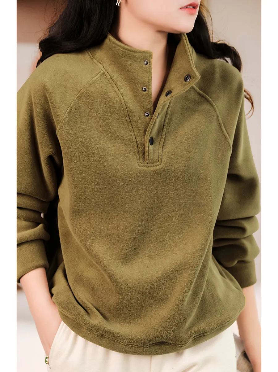 Women Winter Solid Warm Thicken Sweatshirt